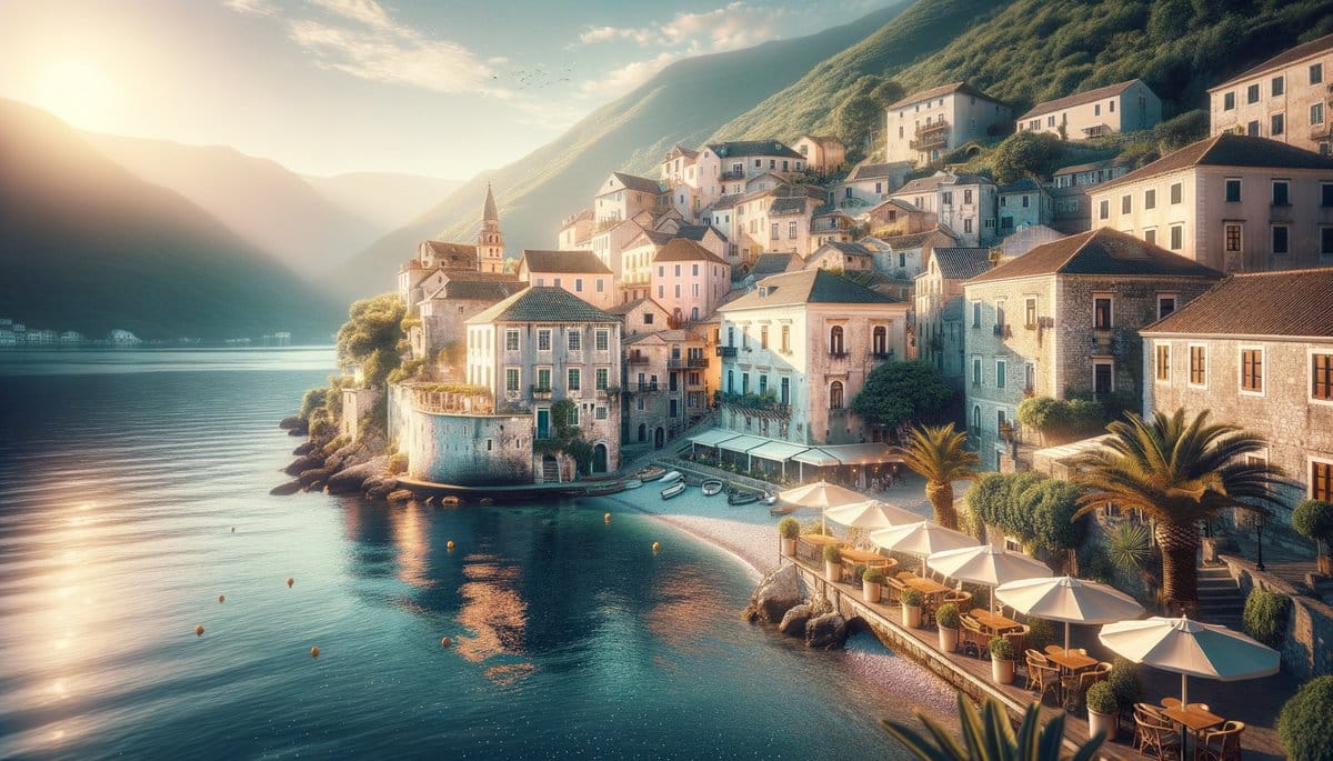 Charming cobblestone street in a Southern Italian village, showcasing rustic architecture and vibrant flowers.