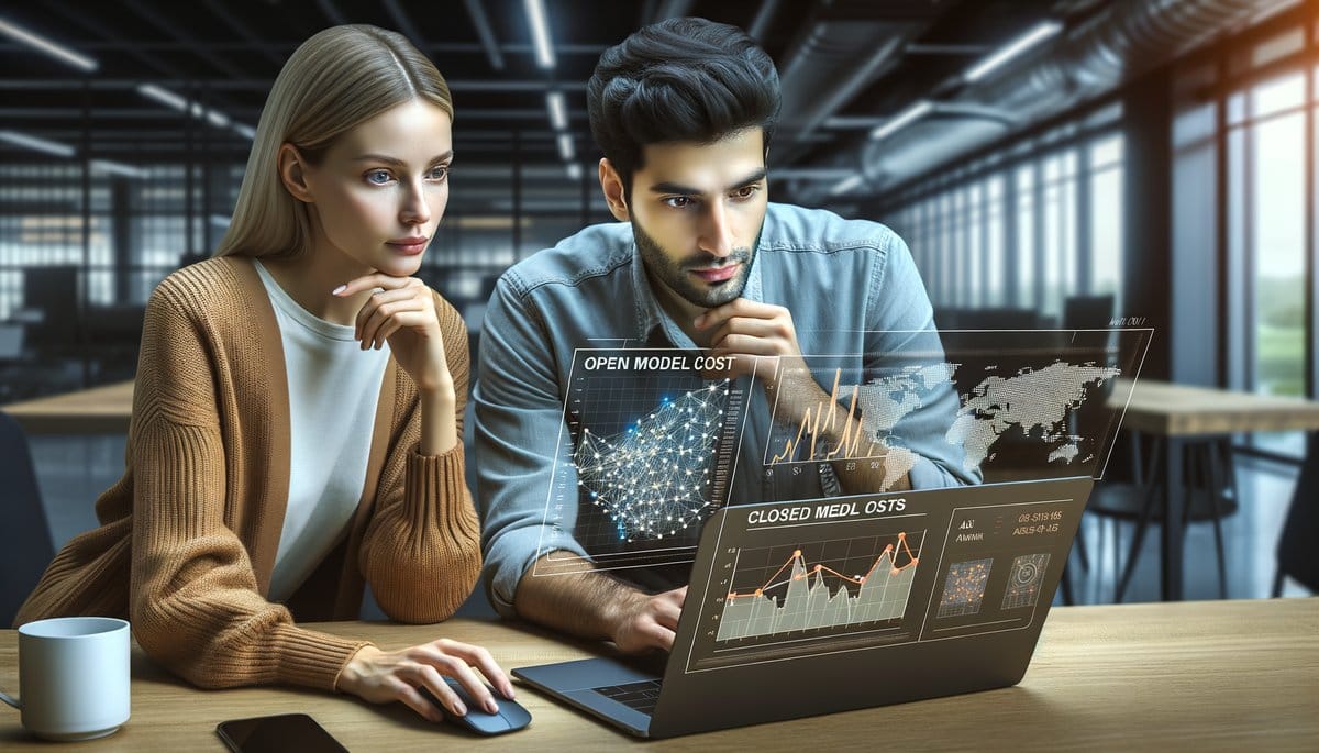 A graph illustrating the performance of open-source LLMs, highlighting their improvement and competitiveness in AI technology.