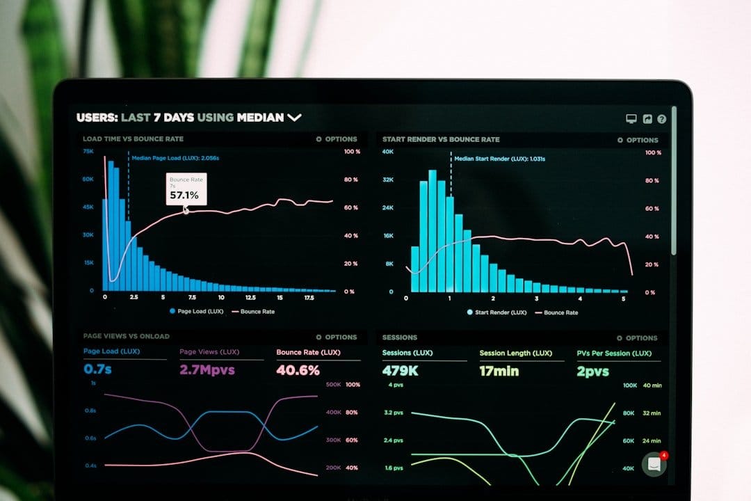 A Wall Street trader analyzing financial data on multiple screens, with a focus on AI and technology trends.