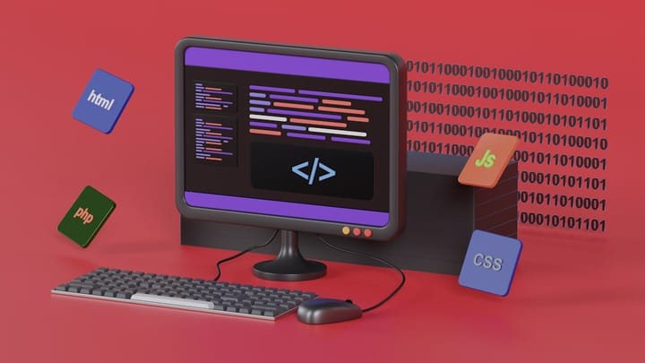 A senior engineer working on a laptop, surrounded by code snippets and AI tools, illustrating productivity in tech.